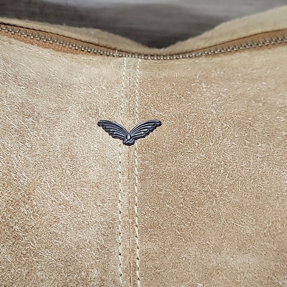 Rapsodia Suede Fringe Hobo Crossbody Shoulder Bag - Tan - Picture 3 of 16